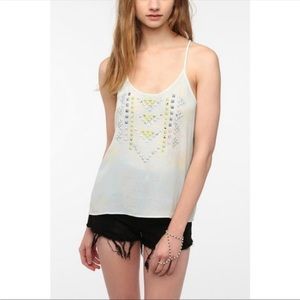 Silence + Noise Urban Outfitters UO Pastel Studded Cami Tank Tie Dye Medium NWT